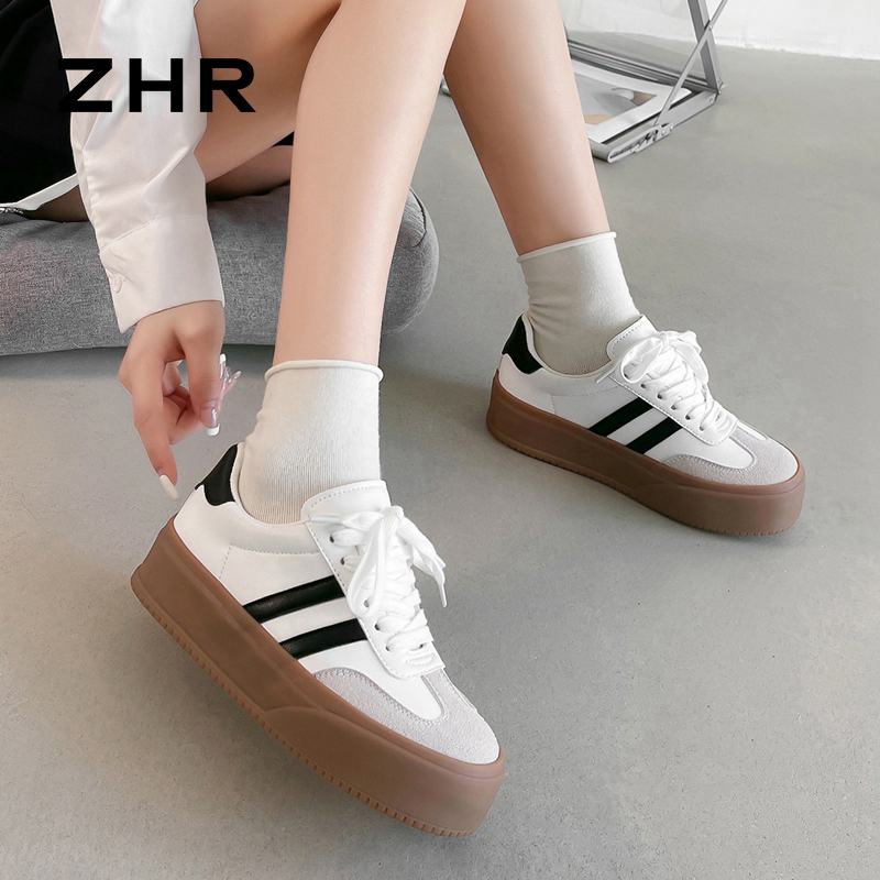 13148779.【ZHR则则】德训鞋圆头系带厚底女鞋[PU]