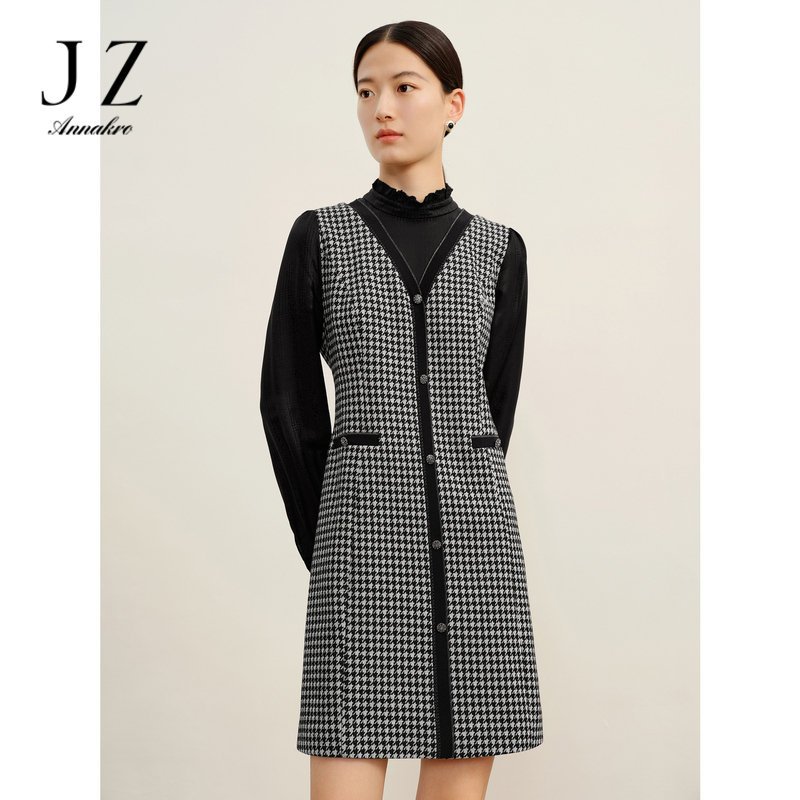 13148584.商场同款JZ玖姿通勤OL风假两件连衣裙女秋季新款JWDQ50016