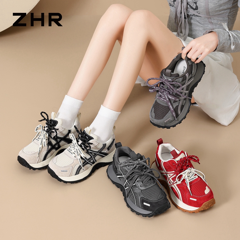 13148592.【ZHR则则】阿甘鞋圆头系带厚底女鞋[超纤+网布]