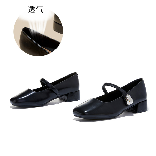 13147966.墨斯本头层羊皮鞋垫玛丽珍鞋女新款小香风浅口单鞋魔术贴女鞋12565