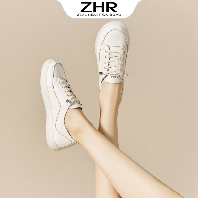 13148780.【ZHR则则】小白鞋圆头松紧带平底女鞋[牛剖层移膜革]
