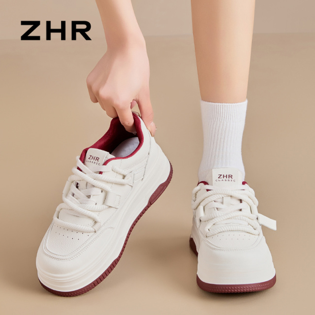13148799.【ZHR则则】小白鞋圆头系带厚底女鞋[PU]
