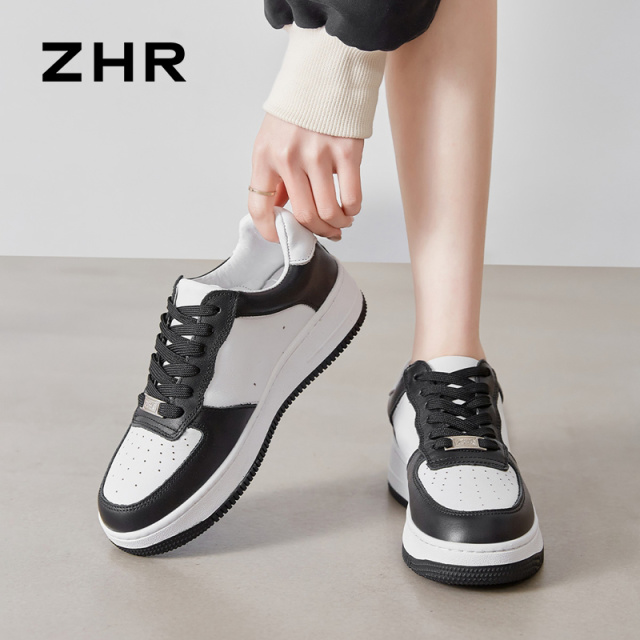 13148805.【ZHR则则】板鞋圆头系带厚底女鞋[头层牛皮+超纤]