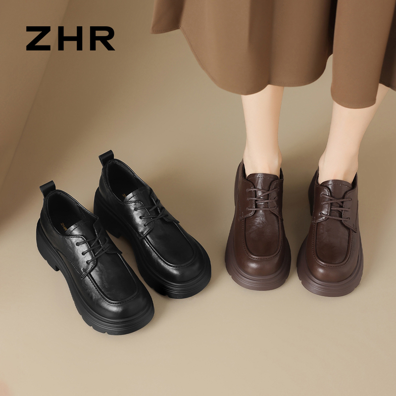 13148801.【ZHR则则】深口单鞋圆头系带厚底女鞋[超纤]