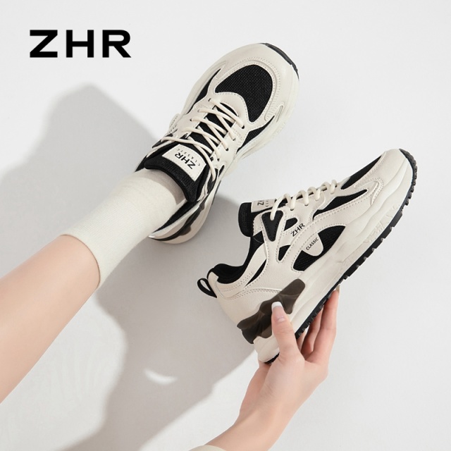 13148804.【ZHR则则】阿甘鞋圆头系带厚底女鞋[PU+网布]