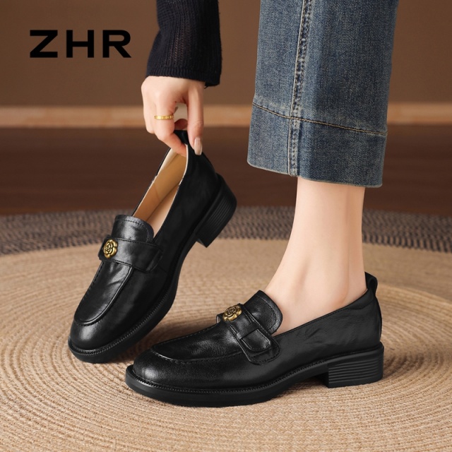 13148588.【ZHR则则】乐福鞋圆头套脚平底女鞋[头层羊皮]