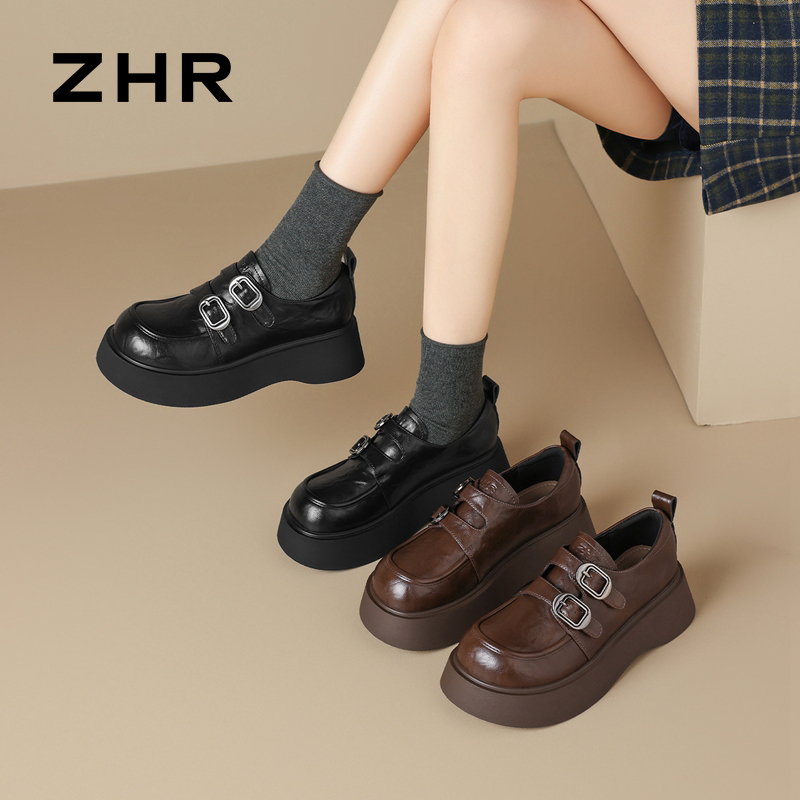 13148642.【ZHR则则】深口单鞋圆头魔术贴厚底女鞋[PU]
