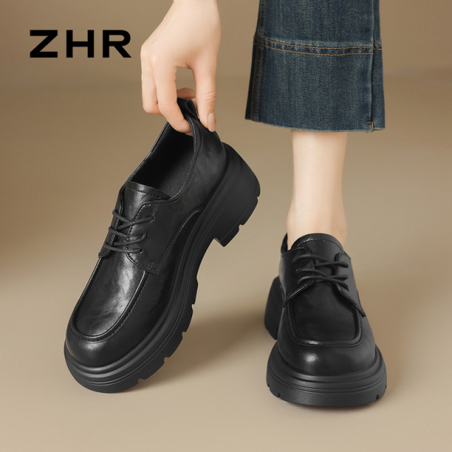 13148801.【ZHR则则】深口单鞋圆头系带厚底女鞋[超纤]