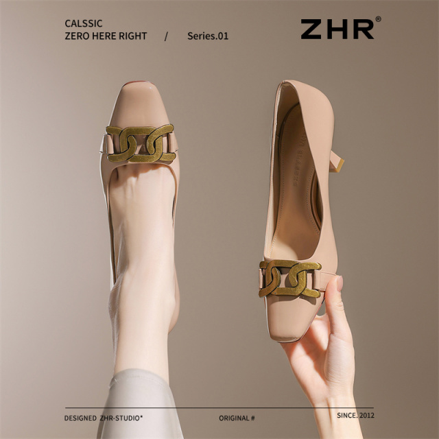 13676818.【ZHR则则】高跟鞋方头套脚细跟女鞋[PU]