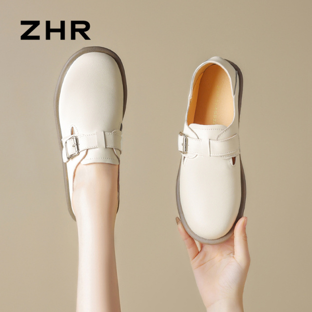 13148845.【ZHR则则】勃肯鞋圆头套脚平底女鞋[牛剖层移膜革]