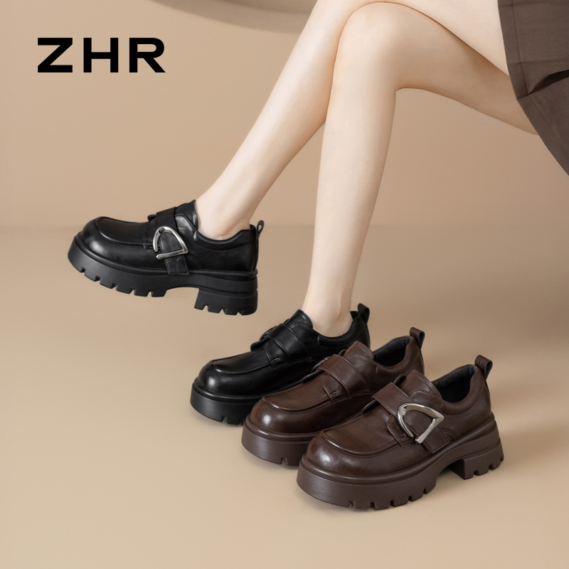 13151286.【ZHR则则】深口单鞋圆头魔术贴厚底女鞋[PU]