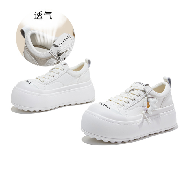 13150770.墨斯本发泡底真皮小白鞋女新款丑萌大头板鞋厚底增高鞋休闲女鞋12699