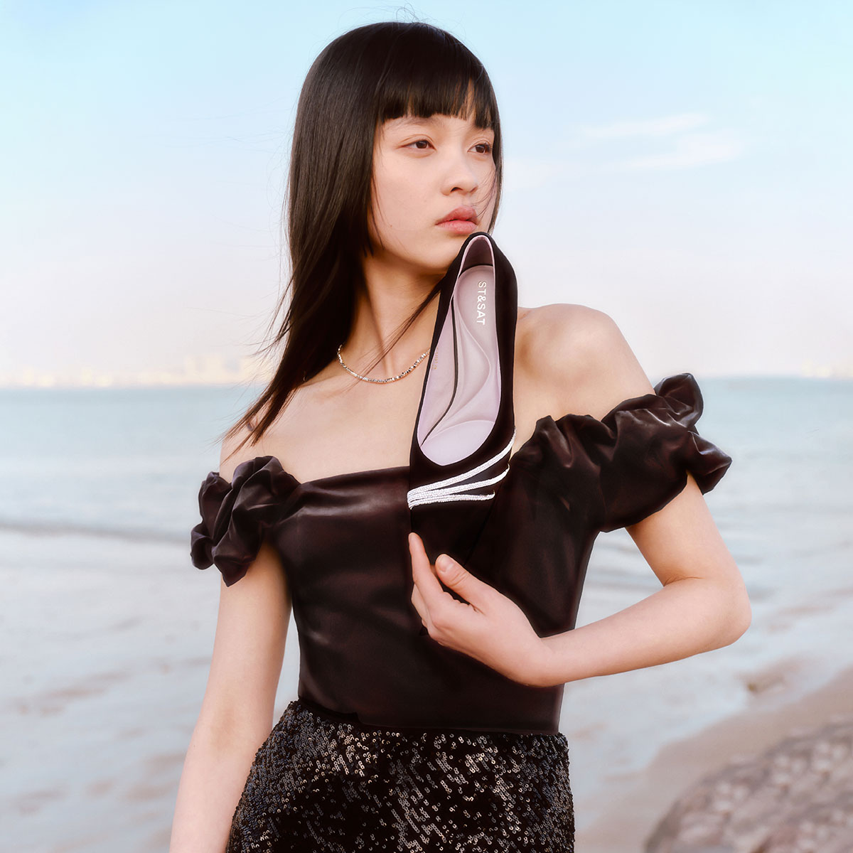 13151936.【真皮】星期六专柜同款尖头鞋时装鞋女春季高跟鞋通勤鞋女宴会鞋