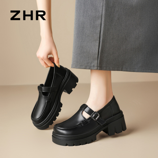 13151304.【ZHR则则】JK鞋圆头魔术贴厚底女鞋[超纤]