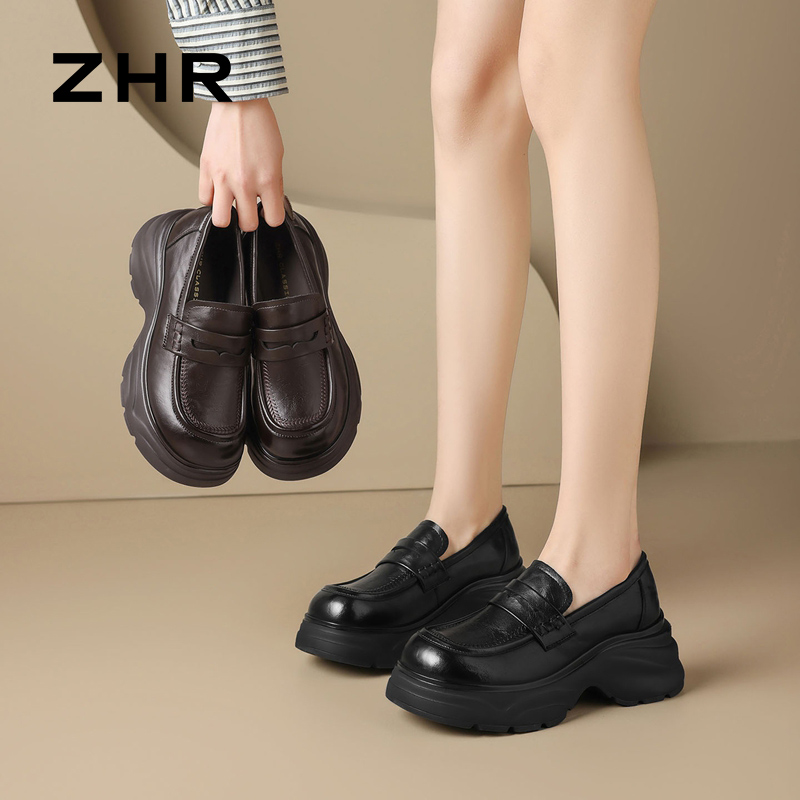 13151280.【ZHR则则】乐福鞋圆头套脚厚底女鞋[PU]
