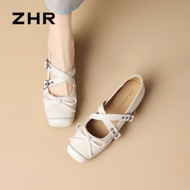 13151277.【ZHR则则】玛丽珍鞋方头套脚粗跟女鞋[PU]