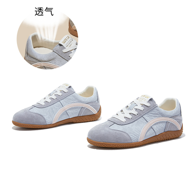 13150774.墨斯本真皮拼色德训鞋新款厚底增高运动阿甘鞋休闲百搭时尚女鞋12676