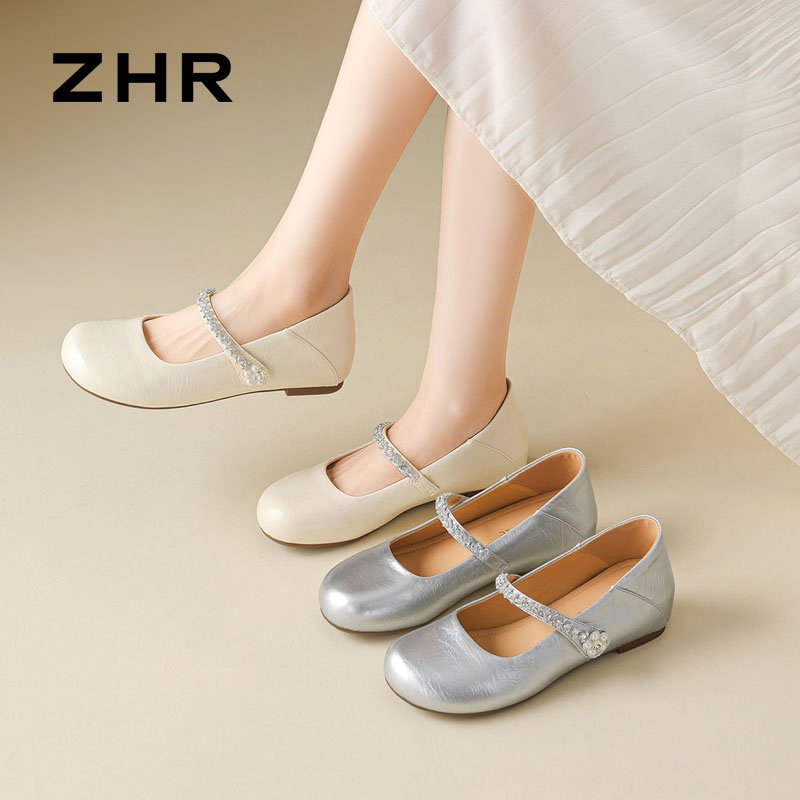 13151237.【ZHR则则】玛丽珍鞋圆头魔术贴平底女鞋[PU]