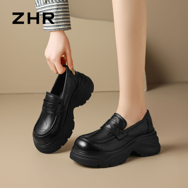 13151280.【ZHR则则】乐福鞋圆头套脚厚底女鞋[PU]