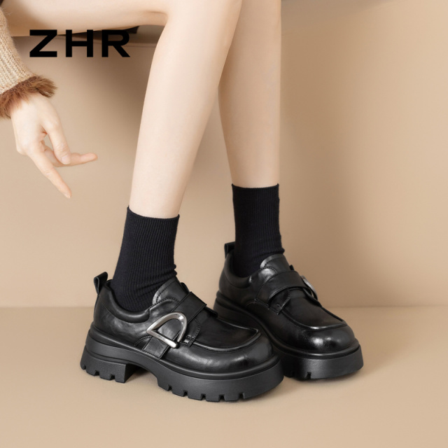 13151286.【ZHR则则】深口单鞋圆头魔术贴厚底女鞋[PU]