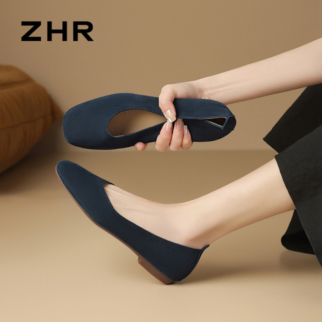 13151288.【ZHR则则】浅口圆头套脚平底女鞋[牛纤绒]
