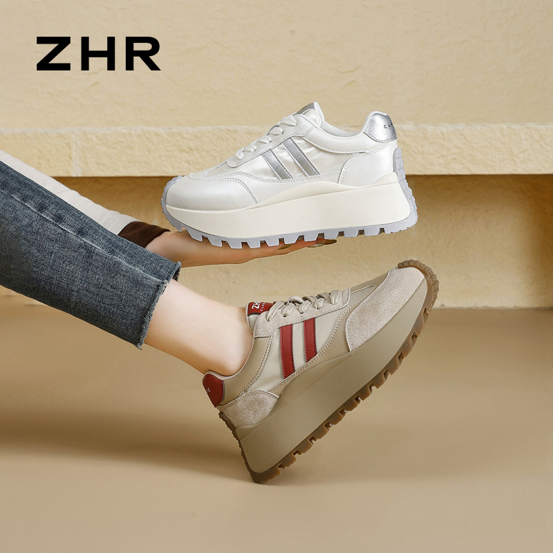 13151284.【ZHR则则】阿甘鞋圆头系带厚底女鞋[超纤+牛津布]