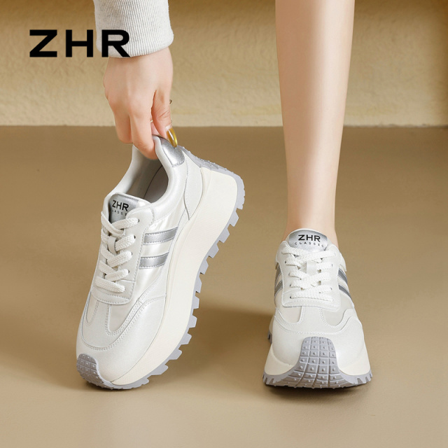 13151284.【ZHR则则】阿甘鞋圆头系带厚底女鞋[超纤+牛津布]