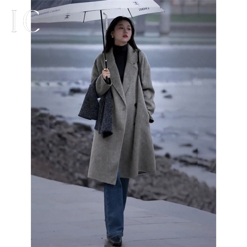 13157940.格雷系小个子毛呢大衣外套