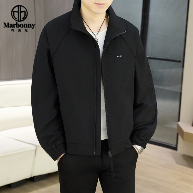 13160151.男士春季夹克中青年外套2026春秋款帅气立领休闲上衣
