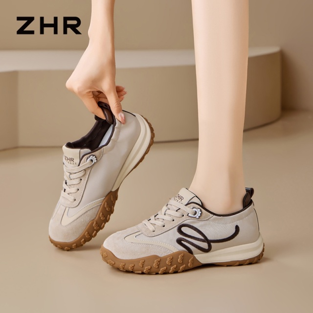 13794769.【ZHR则则】阿甘鞋圆头系带厚底女鞋[猪巴戈（二层猪皮）+超纤+莱卡布]