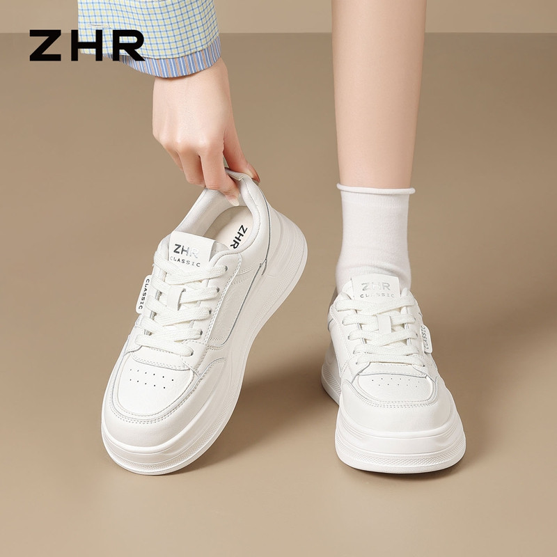 13161526.【ZHR则则】厚底小白鞋圆头系带厚底女鞋[PU]