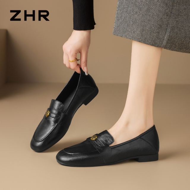 13161386.【ZHR则则】平底乐福鞋圆头套脚平底女鞋[超纤]