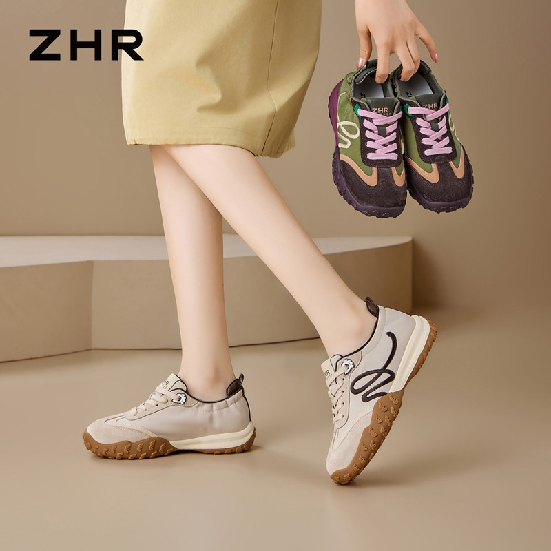 13794769.【ZHR则则】阿甘鞋圆头系带厚底女鞋[猪巴戈（二层猪皮）+超纤+莱卡布]
