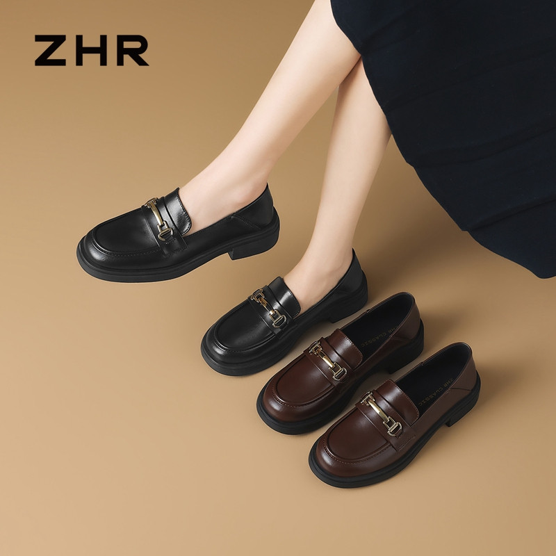 13161393.【ZHR则则】平底乐福鞋圆头套脚厚底女鞋[超纤]