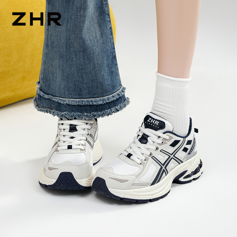13161553.【ZHR则则】老爹鞋圆头系带厚底女鞋[超纤+网布]