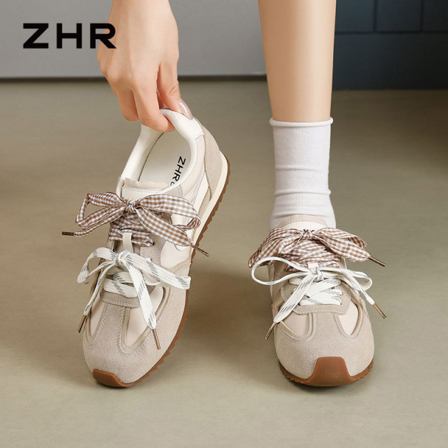 13161582.【ZHR则则】德训鞋圆头系带厚底女鞋[牛纤绒+雨伞布+超纤]