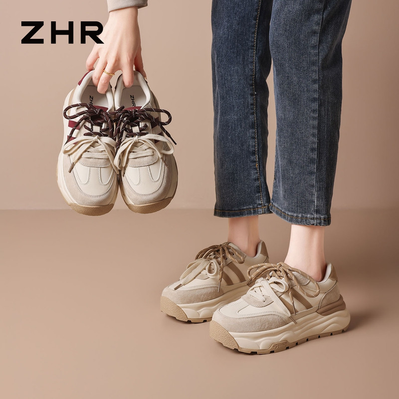 13161519.【ZHR则则】阿甘鞋圆头系带厚底女鞋[头层猪皮+雨伞布+超纤]