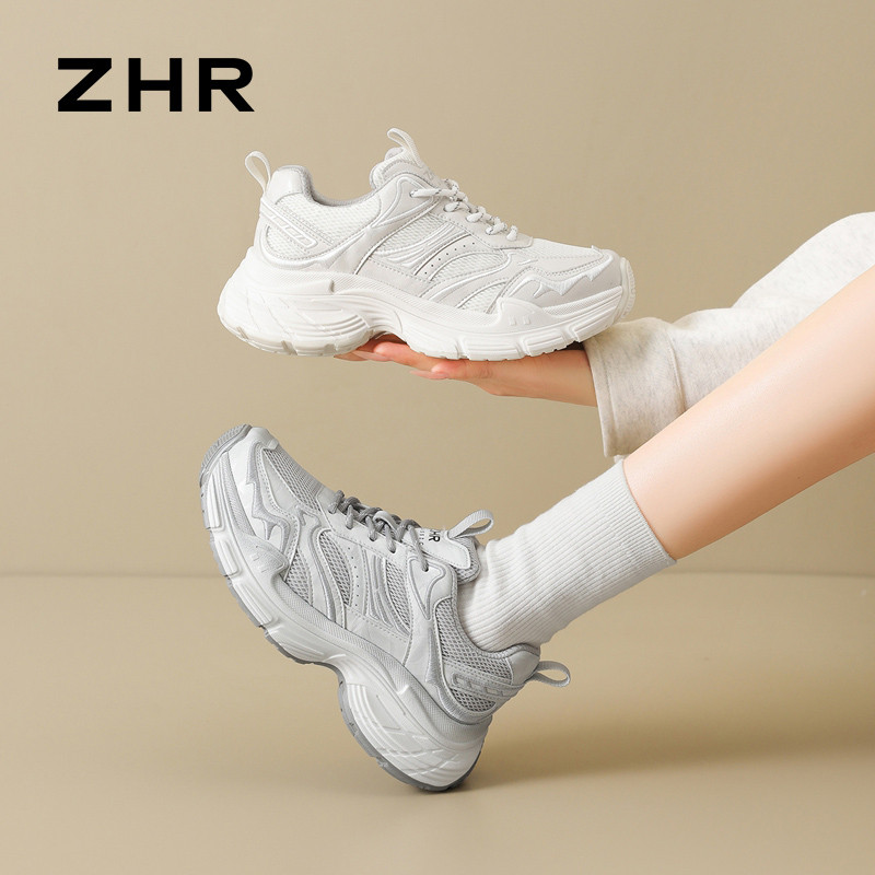 13161529.【ZHR则则】老爹鞋圆头系带厚底女鞋[超纤+网布]