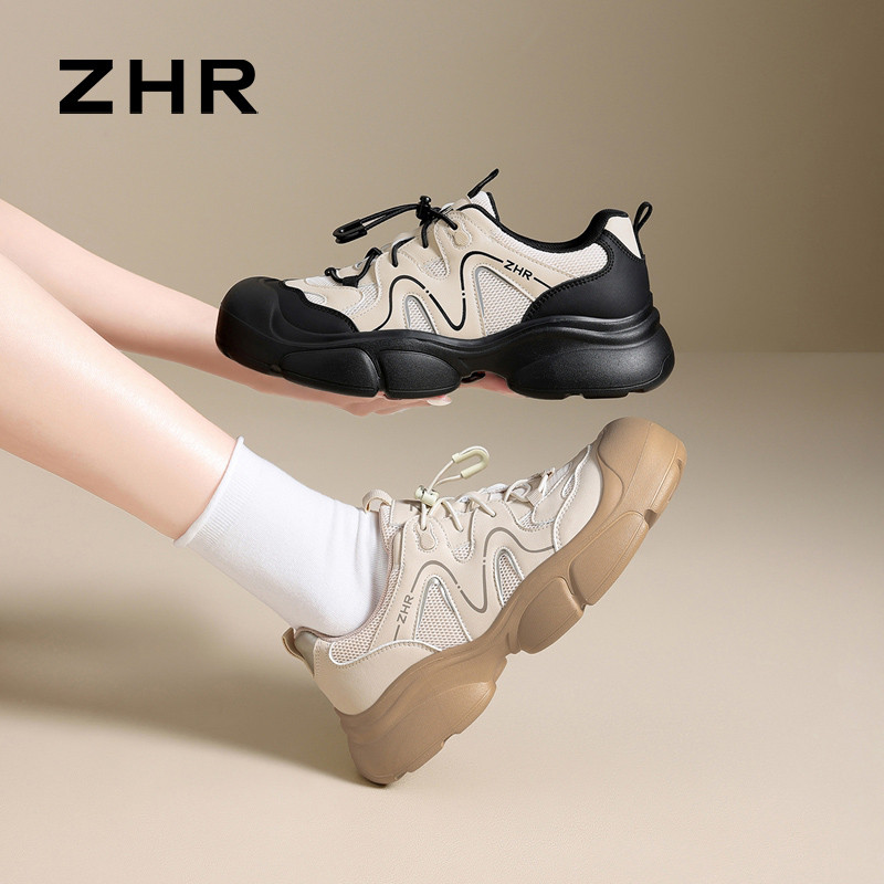 13747404.【ZHR则则】户外休闲鞋圆头扣带搭扣厚底女鞋[网布+超纤]