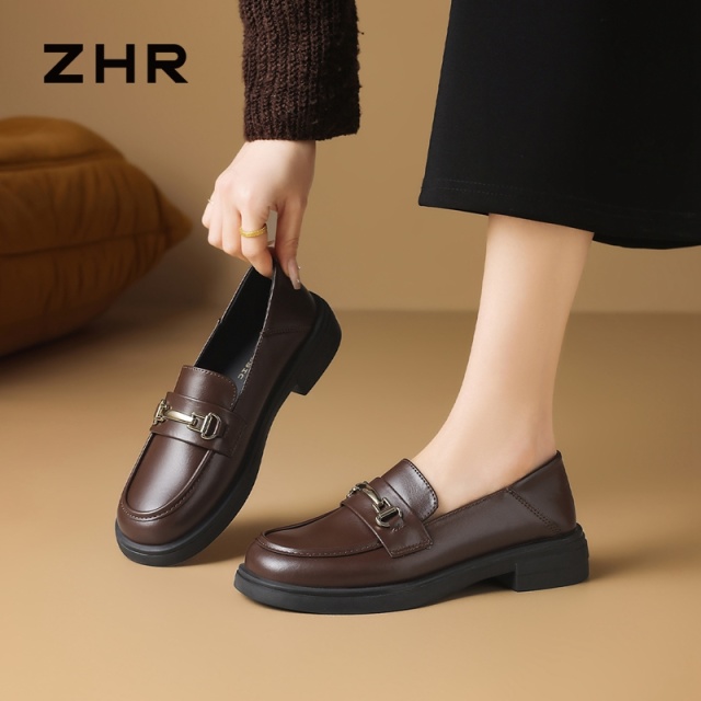13161393.【ZHR则则】平底乐福鞋圆头套脚厚底女鞋[超纤]