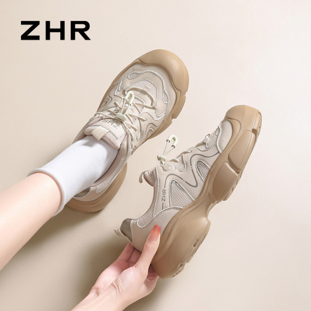 13747404.【ZHR则则】户外休闲鞋圆头扣带搭扣厚底女鞋[网布+超纤]