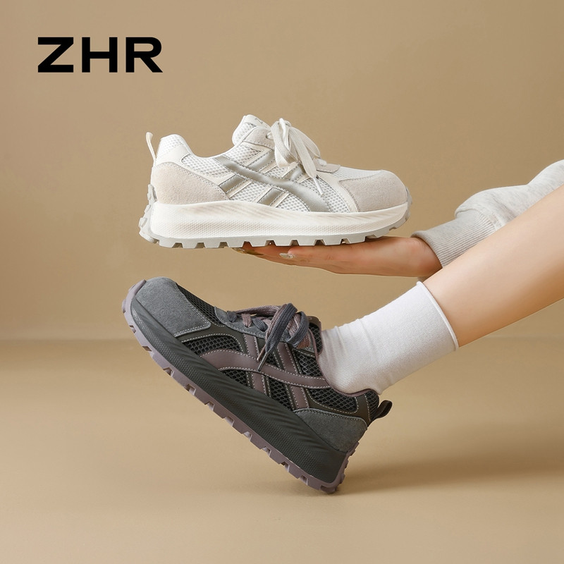 13161520.【ZHR则则】阿甘鞋圆头系带厚底女鞋[网布+头层猪皮+超纤]
