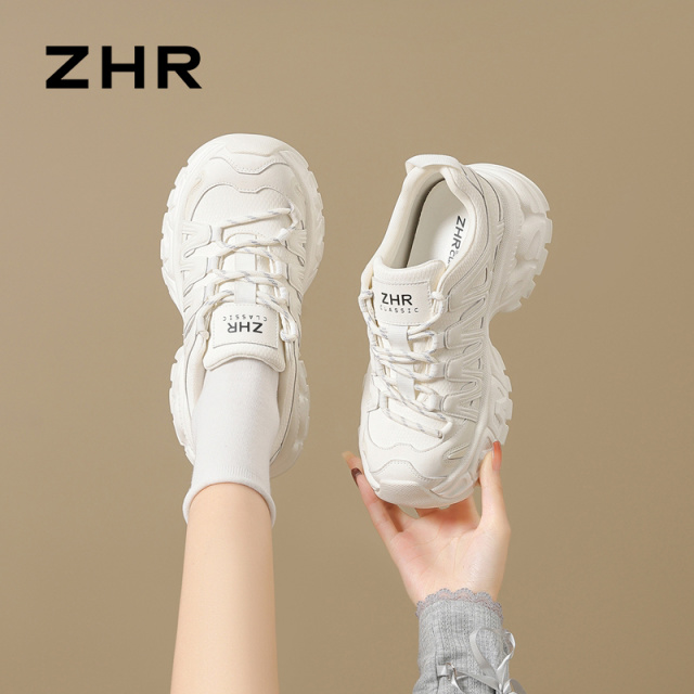 13161546.【ZHR则则】老爹鞋圆头系带厚底女鞋[PU+超纤]