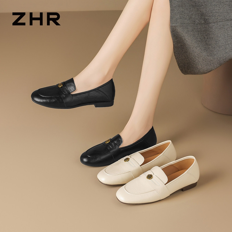 13161386.【ZHR则则】平底乐福鞋圆头套脚平底女鞋[超纤]