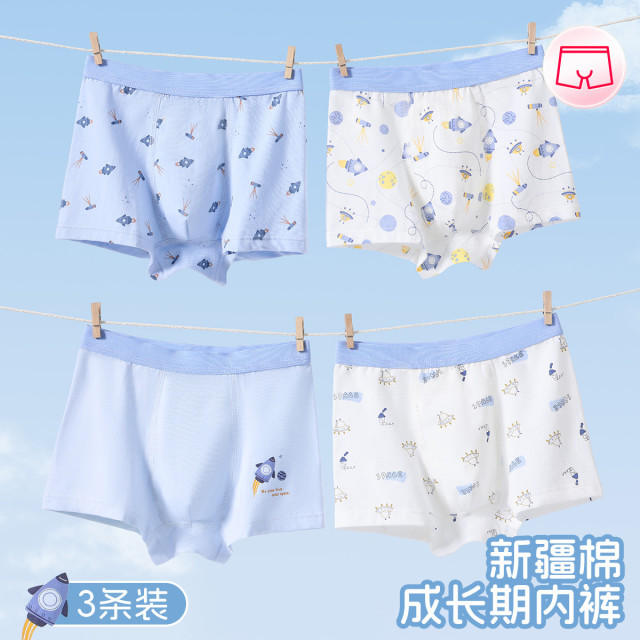 13173025.芬腾品牌专供【100%棉裆】4条装透气短裤平角裤发育期男童内裤10A yi菌