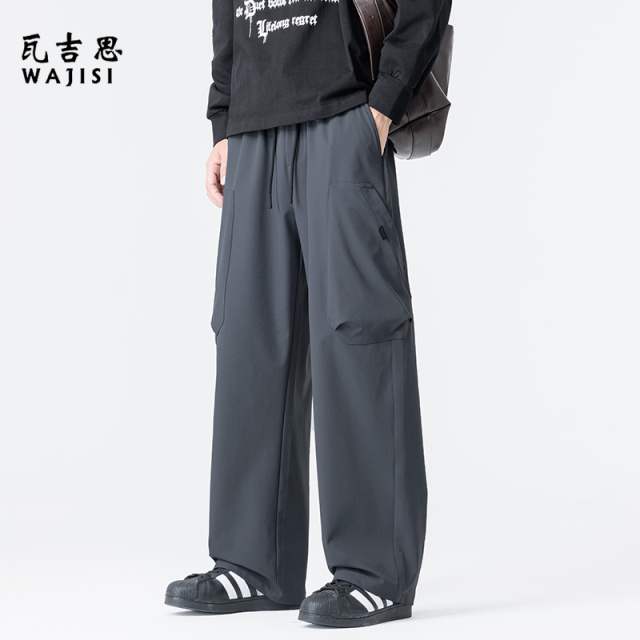 13176498.美式复古休闲裤男春秋季新款宽松直筒阔腿百搭长裤男士裤子