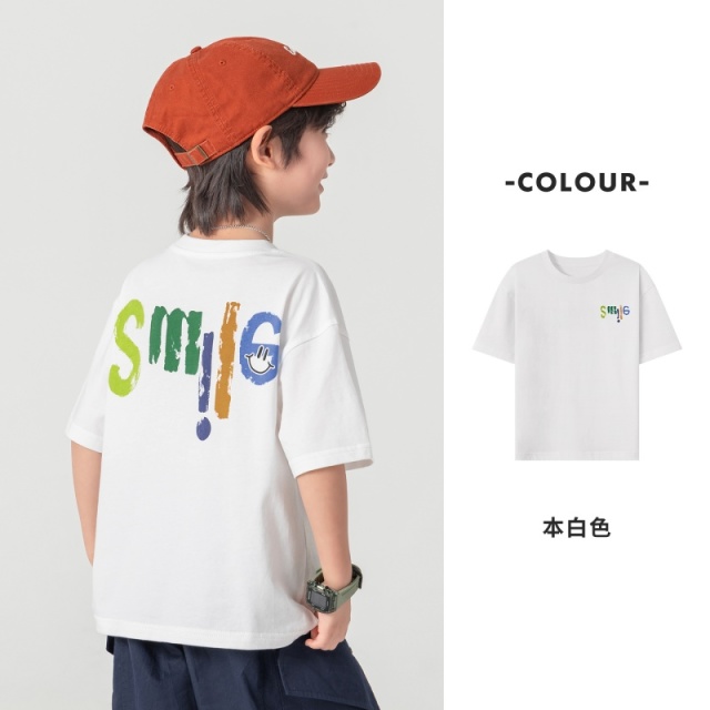 13311699.儿童凉感纯棉T恤夏季潮装休闲透气百搭上衣童装男童印花圆领短袖