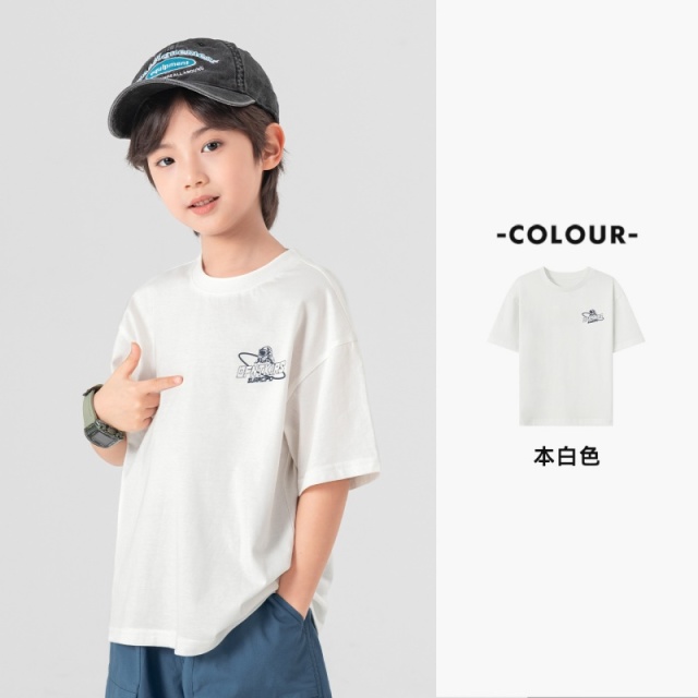 13311700.儿童2026夏季短袖潮酷宇航员印花男童凉感T恤中大童纯棉透气上衣