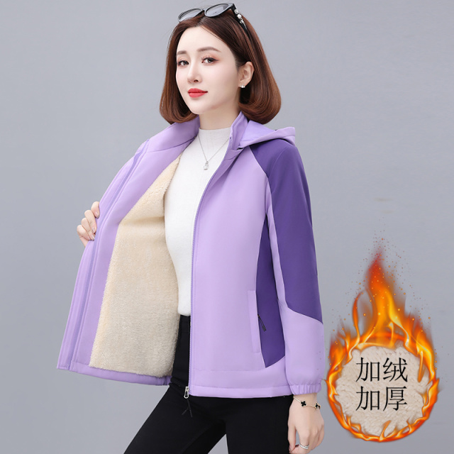 13178370.衣仕梵秋冬新款女式韩版加绒保暖拼色时尚百搭外套【衣仕梵女装QD】