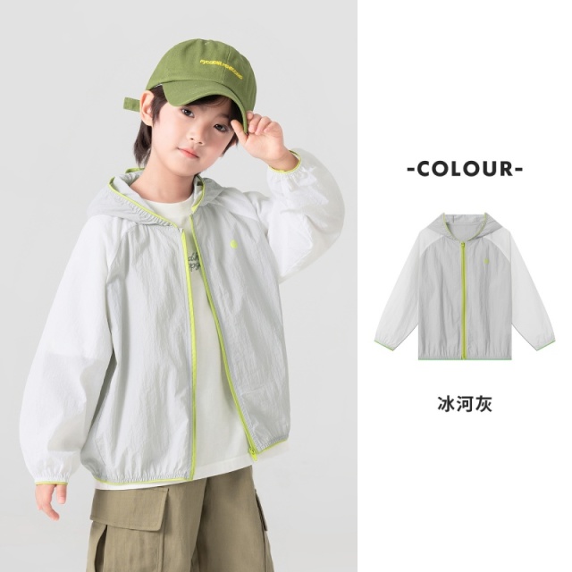 13311684.男童户外防晒服夏季撞色插肩袖儿童皮肤衣骑行运动轻薄透气外套